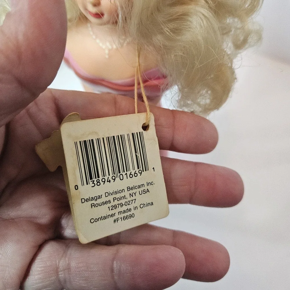 VTG Belcam Bubble Bath Soap Bottle Doll Body Pink Dress Blonde Empty Collectable